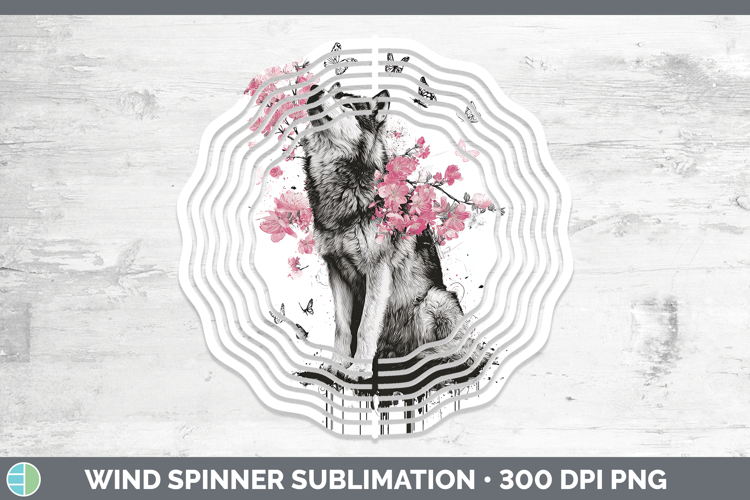 Woodland Pink Drips Wolf Wind Spinner Sublimation Spinner De