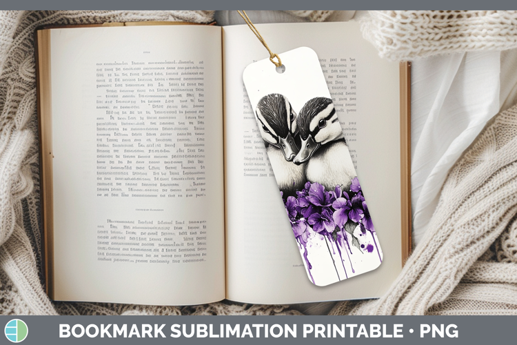 Woodland Purple Drips Duck Bookmark Sublimation Printable De