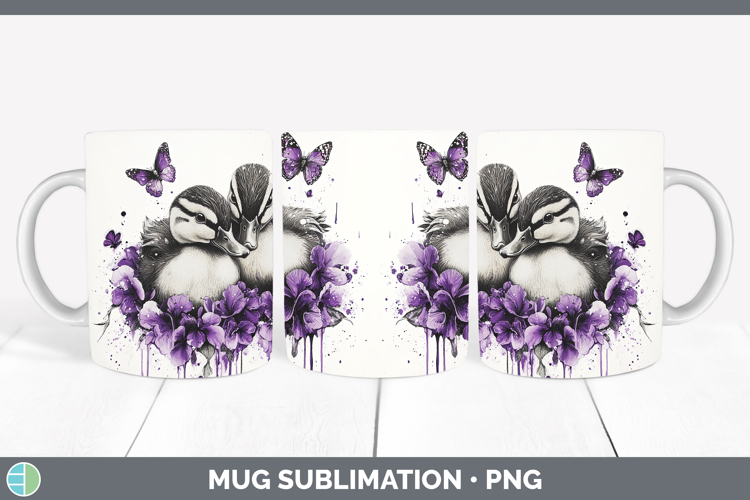 Woodland Purple Drips Duck Mug Wrap Sublimation Coffee Cup D