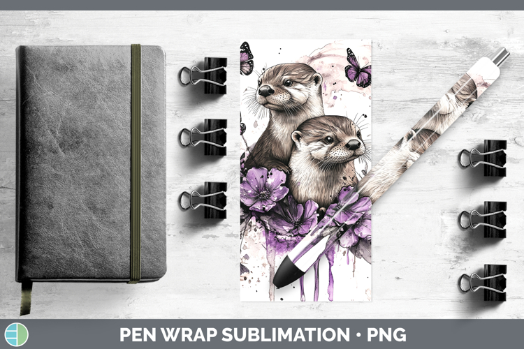 Woodland Purple Drips Otter Pen Wrap Sublimation Pen Designs