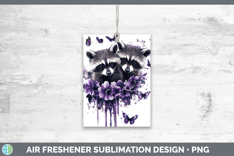 Woodland Purple Drips Raccoon Air Freshener Sublimation Car