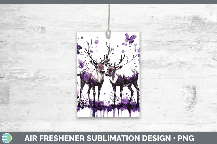 Woodland Purple Drips Reindeer Air Freshener Sublimation Car