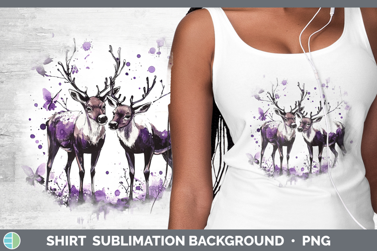 Woodland Purple Drips Reindeer Shirt Sublimation Sublimation