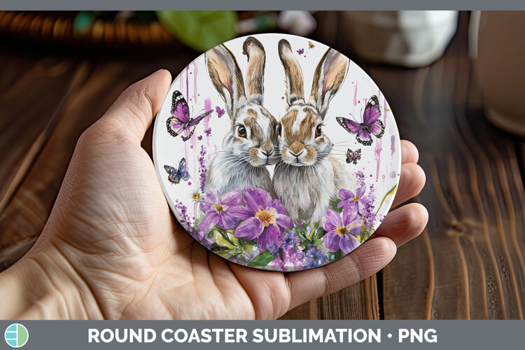 GorgeousWoodland Purple Drips Round Coaster design.