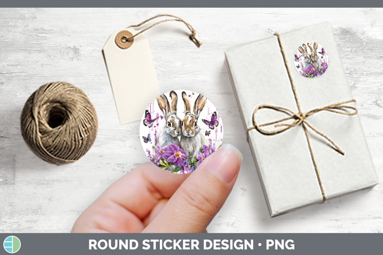 Woodland Purple Drips Snowshoe Hare Stickers | Round Labels