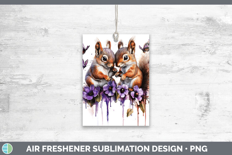 Woodland Purple Drips Squirrel Air Freshener Sublimation Car