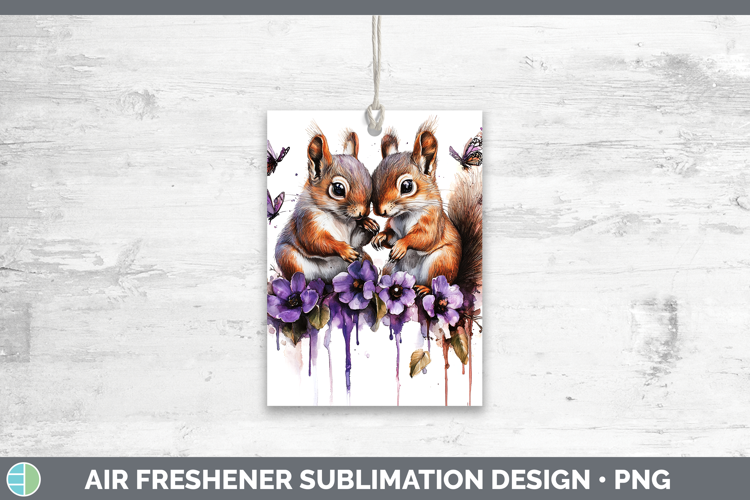 Woodland Purple Drips Squirrel Air Freshener Sublimation Car