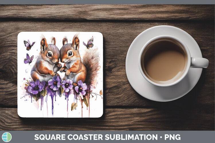 GorgeousWoodland Purple Drips Square Coaster design.