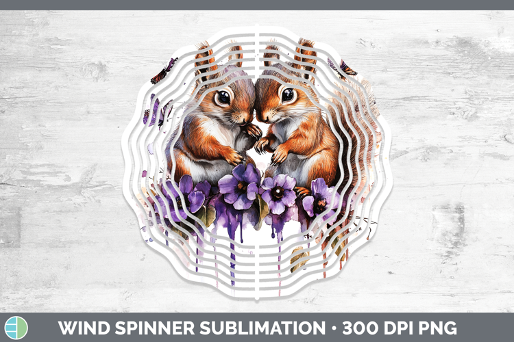 Woodland Purple Drips Squirrel Wind Spinner Sublimation Spin