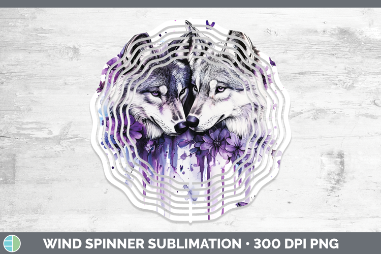 Woodland Purple Drips Wolf Wind Spinner Sublimation Spinner