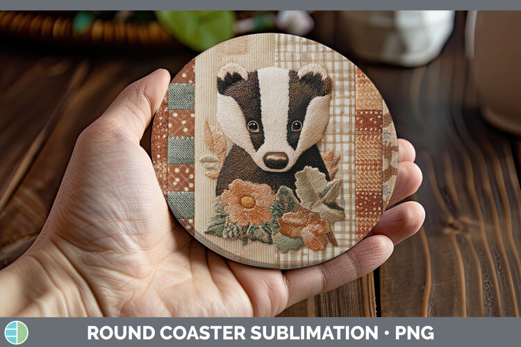 GorgeousWoodland Quilted Patchwork Round Coaster design.