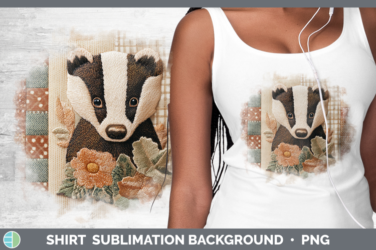 Badger Woodland Quilted Patchwork Shirt Sublimation Design