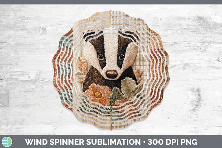 Badger Woodland Quilted Patchwork Wind Spinner Sublimation D