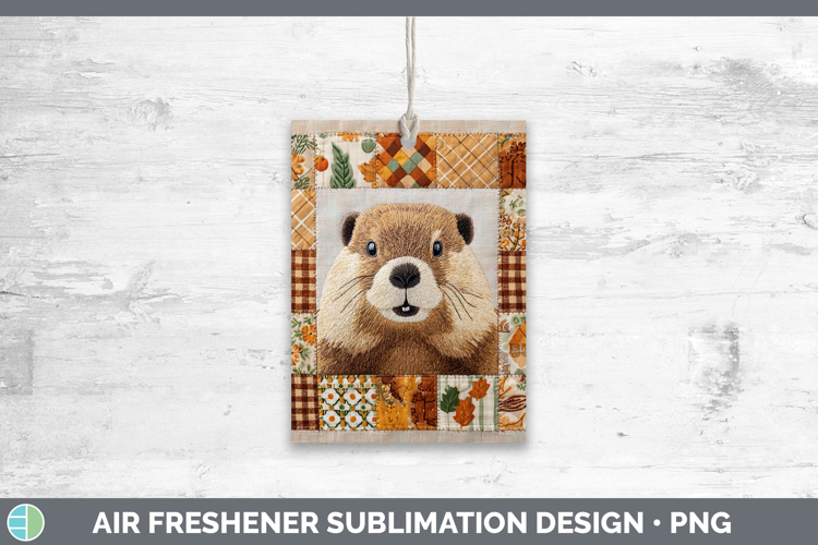 Beaver Woodland Quilted Patchwork Air Freshener Sublimation