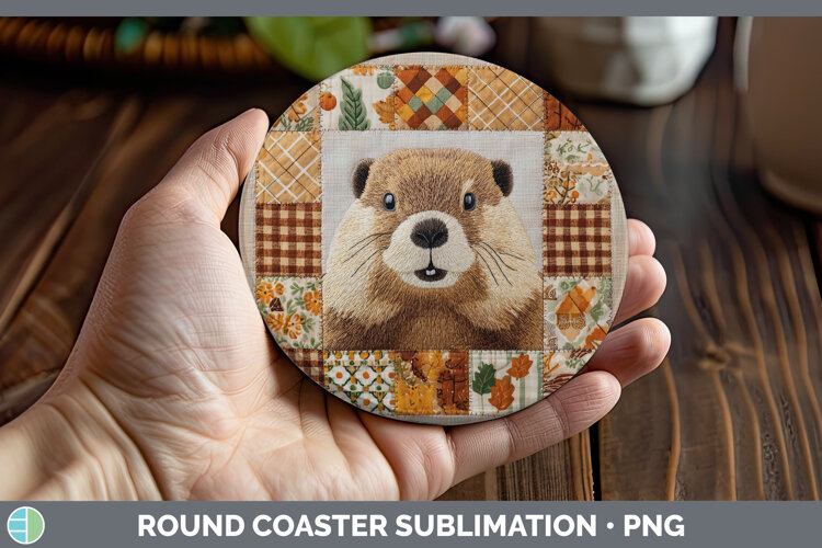 GorgeousWoodland Quilted Patchwork Round Coaster design.