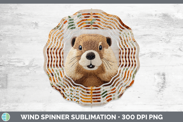 Beaver Woodland Quilted Patchwork Wind Spinner Sublimation D