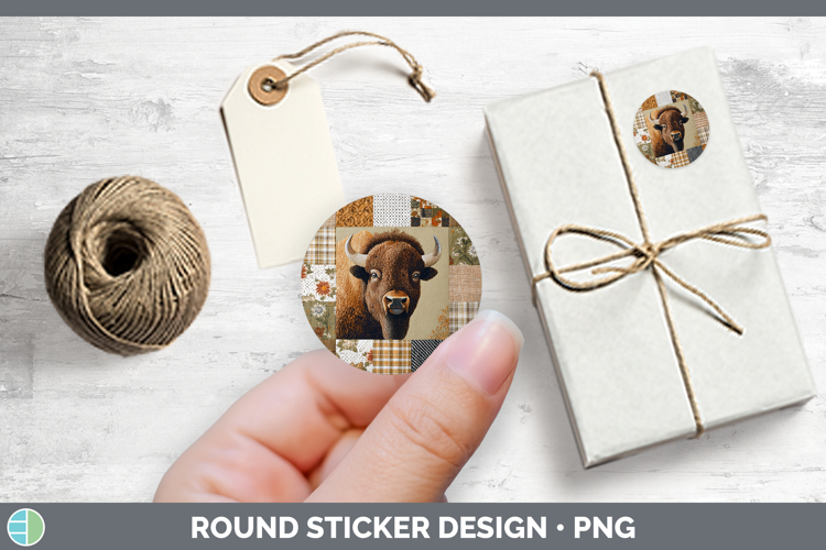Bison Woodland Quilted Patchwork Stickers Design