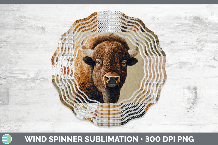 Bison Woodland Quilted Patchwork Wind Spinner Sublimation De