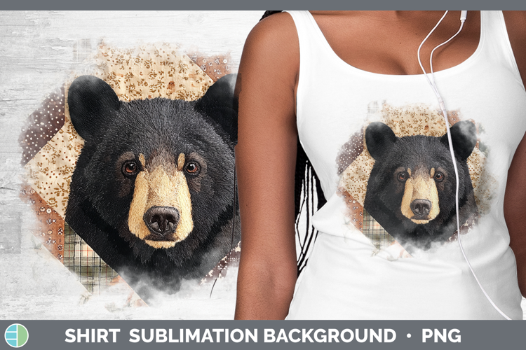 Black Bear Woodland Quilted Patchwork Shirt Sublimation Desi