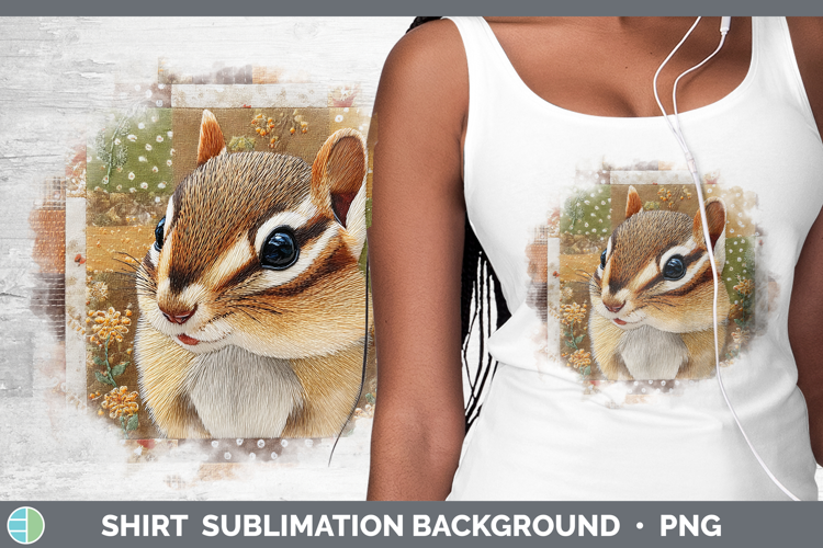 Chipmunk Woodland Quilted Patchwork Shirt Sublimation Design