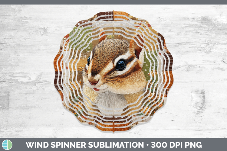 Chipmunk Woodland Quilted Patchwork Wind Spinner Sublimation