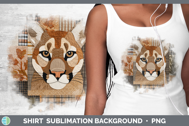 Cougar Woodland Quilted Patchwork Shirt Sublimation Design