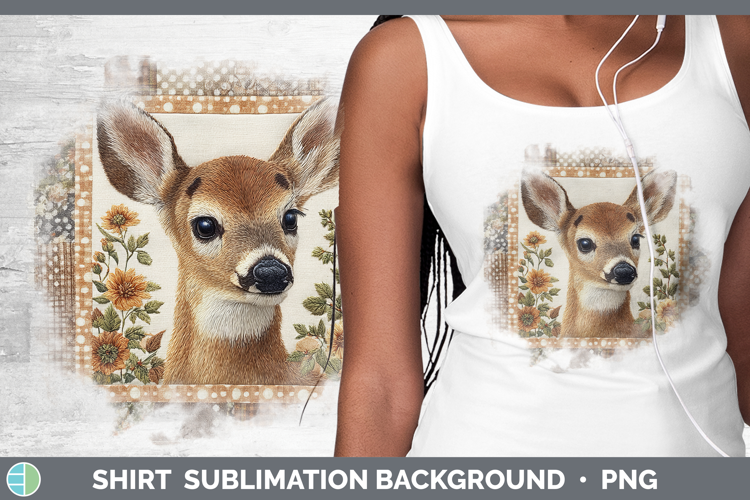 Deer Woodland Quilted Patchwork Shirt Sublimation Design