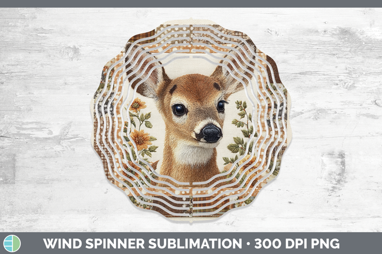 Deer Woodland Quilted Patchwork Wind Spinner Sublimation Des