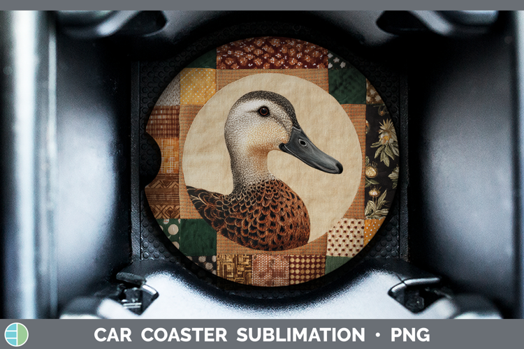 Duck Woodland Quilted Patchwork Car Coaster Sublimation Desi