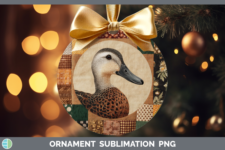 Duck Woodland Quilted Patchwork Ornament Sublimation Design