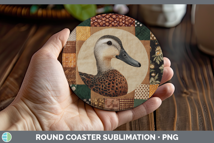 Duck Woodland Quilted Patchwork Round Coaster Sublimation De