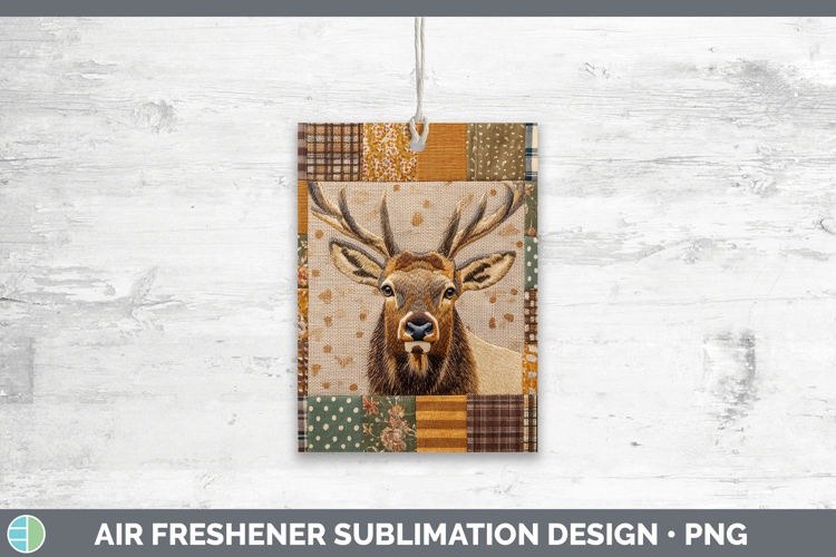 Elk Woodland Quilted Patchwork Air Freshener Sublimation Des