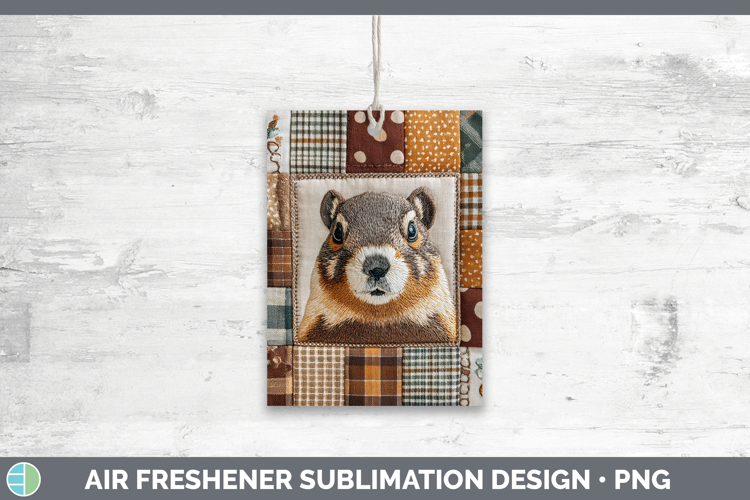 Groundhog Woodland Quilted Patchwork Air Freshener Sublimati