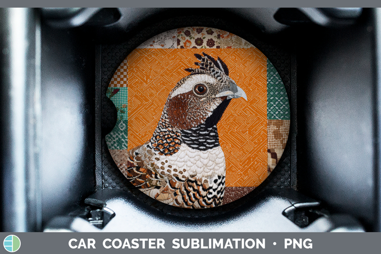 Grouse Woodland Quilted Patchwork Car Coaster Sublimation De
