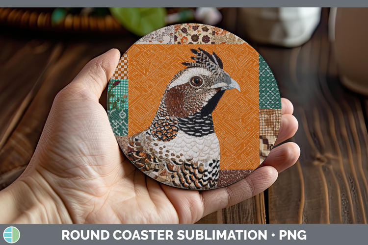 Grouse Woodland Quilted Patchwork Round Coaster Sublimation