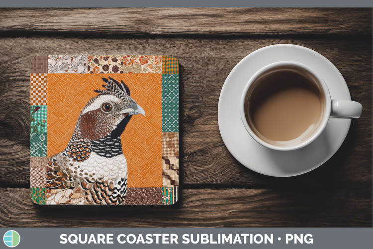Grouse Woodland Quilted Patchwork Square Coaster Sublimation