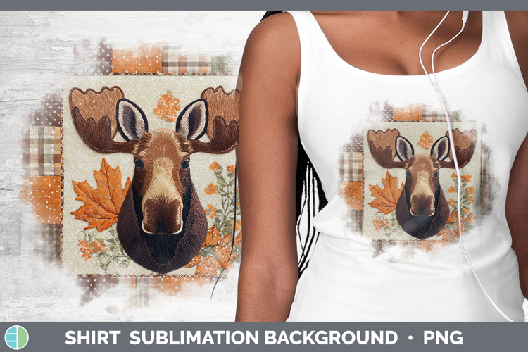 Moose Woodland Quilted Patchwork Shirt Sublimation Design