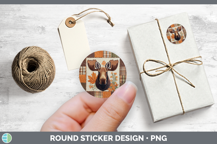 Moose Woodland Quilted Patchwork Stickers Design