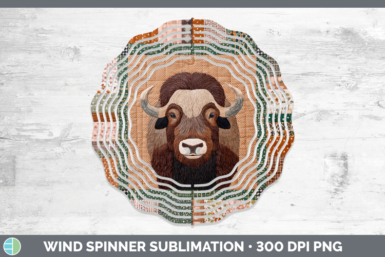Musk Ox Woodland Quilted Patchwork Wind Spinner Sublimation