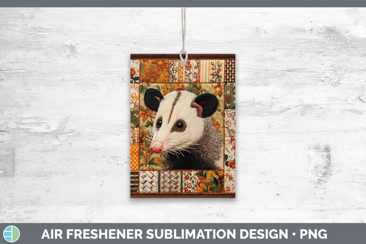 Opossum Woodland Quilted Patchwork Air Freshener Sublimation