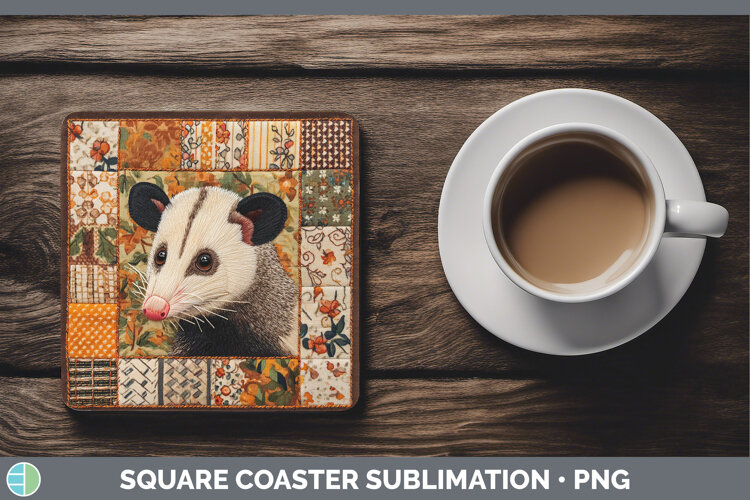 GorgeousWoodland Quilted Patchwork Square Coaster design.