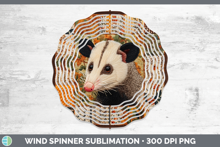 Opossum Woodland Quilted Patchwork Wind Spinner Sublimation