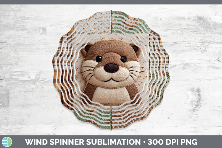 Otter Woodland Quilted Patchwork Wind Spinner Sublimation De