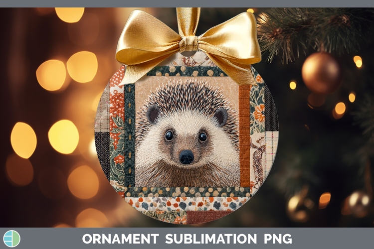 Porcupine Woodland Quilted Patchwork Ornament Sublimation De