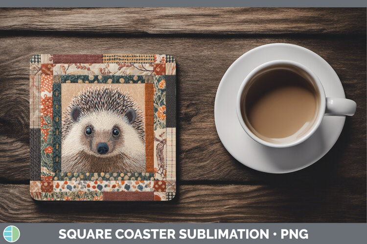 GorgeousWoodland Quilted Patchwork Square Coaster design.