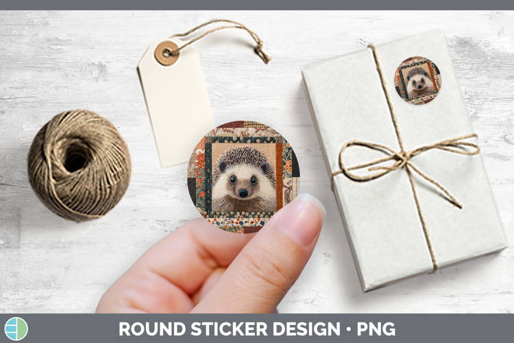 Porcupine Woodland Quilted Patchwork Stickers Design