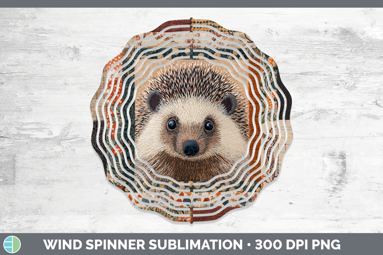 Porcupine Woodland Quilted Patchwork Wind Spinner Sublimatio