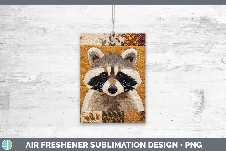 Raccoon Woodland Quilted Patchwork Air Freshener Sublimation