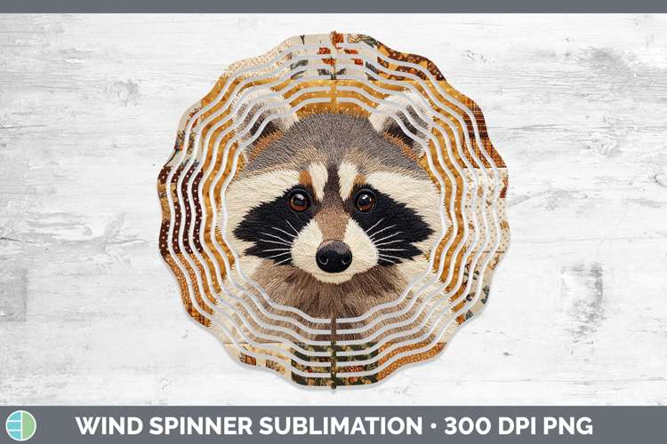 Raccoon Woodland Quilted Patchwork Wind Spinner Sublimation