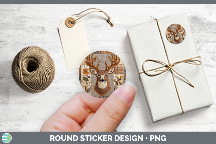 Reindeer Woodland Quilted Patchwork Stickers Design